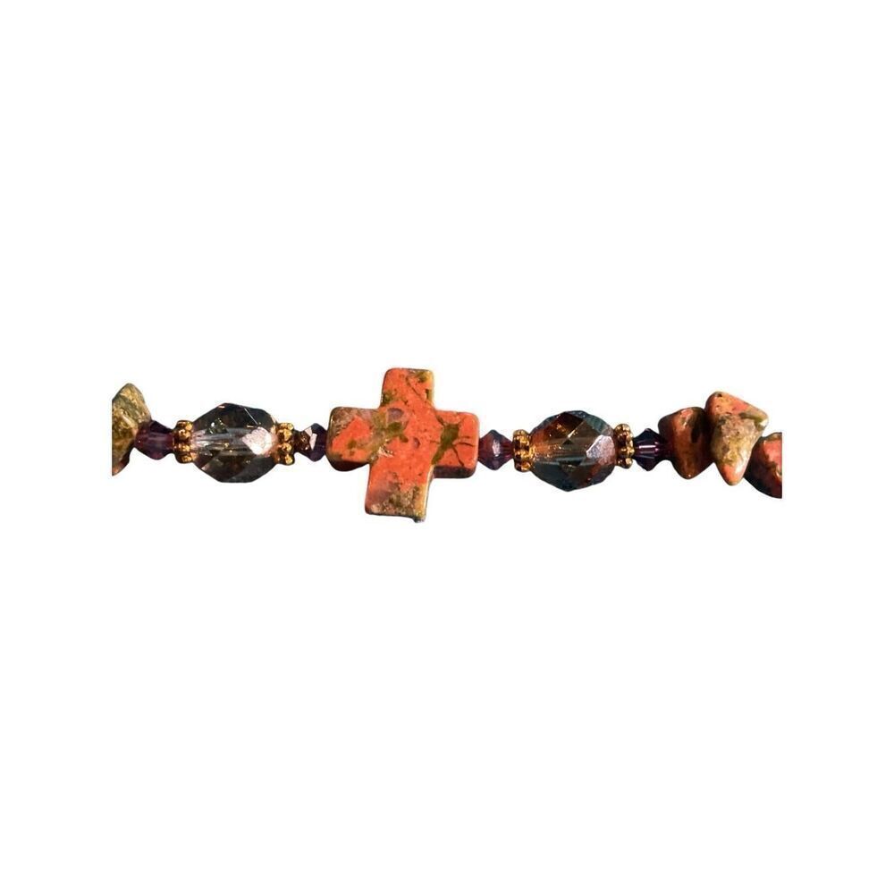 Unakite Jasper Cross Bracelet - Picture 9 of 13